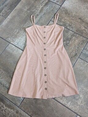Double Zero Ribbed Spaghetti Strap Empire Waist Airy Summer Mini Dress Size S 🤎